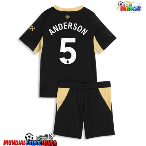 Camiseta Manchester City Elliot Anderson #5 Segunda Equipación Replica 2026-27 para niños mangas cortas (+ Pantalones cortos)